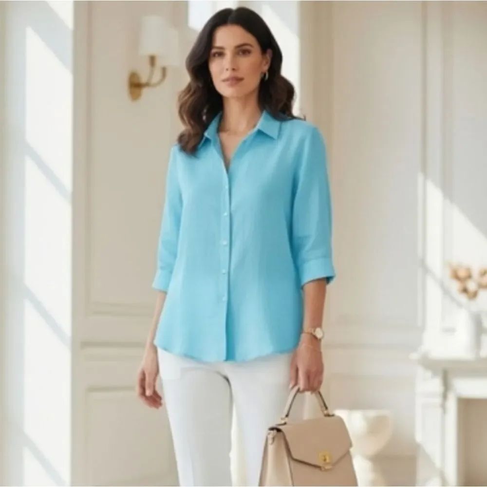 NEW- Chicos light blue casual shirt